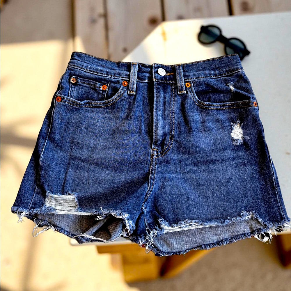 Levi’s High Rise Distressed Cut-Off Denim Shorts